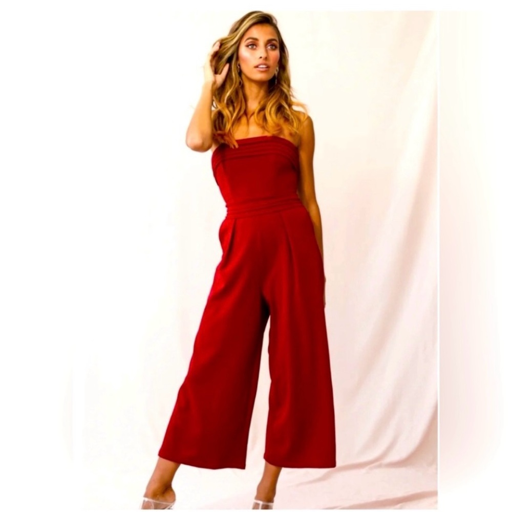 Vibrant Red Wide-Leg Jumpsuit